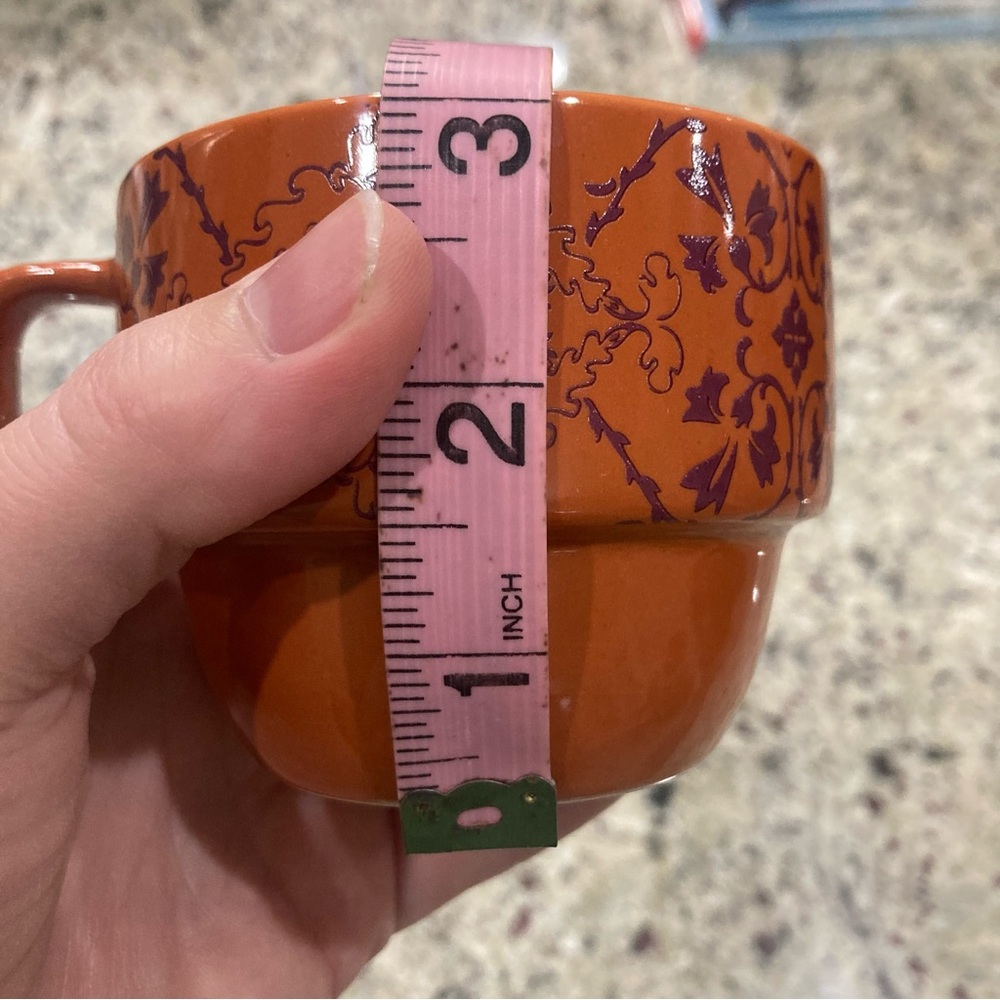 World Market Set of 6 coffee cups with metal holder **1 glued back* Holder Rustd - Picture 14 of 16